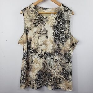 Laura Ashley Cream Tan Sleeveless Tank Top